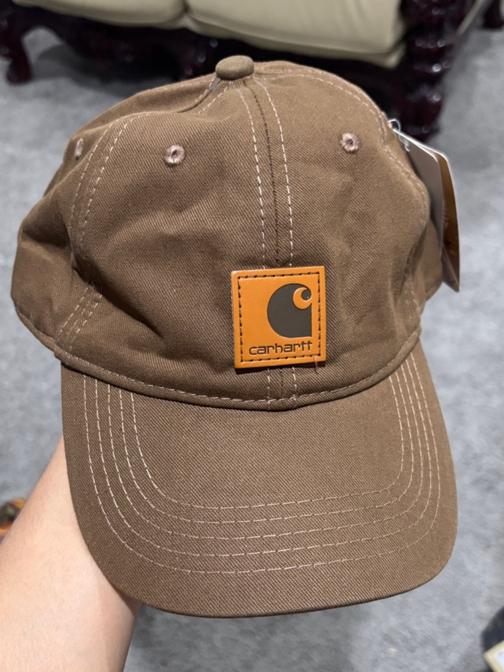 Carhartt Brown Canvas Patch Cap with Logo